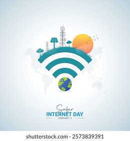 Safer Internet Day Creative Design. Safer Internet ads for social media banner, poster, vector illustration.