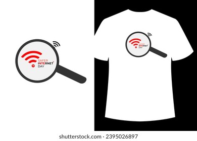 Safer Internet Day. Cyber security concept vector template for White T Shirt Design