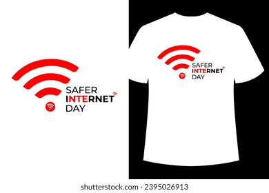 Safer Internet Day. Cyber security concept vector template for White T Shirt Design