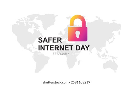 Safer Internet Day. Cyber security concept vector template for banner, card, poster, background.