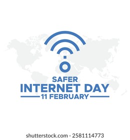 Safer Internet Day, February 11, Safer Internet Day celebrated every year on 6th February. Vector design, flyer, poster and social medial template. and background design. Vector illustration.