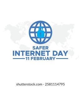 Safer Internet Day, February 11, Safer Internet Day celebrated every year on 6th February. Vector design, flyer, poster and social medial template. and background design. Vector illustration.