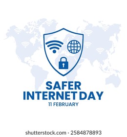 Safer Internet Day, February 11, Safer Internet Day celebrated every year on 6th February. Vector design, flyer, poster and social medial template. and background design. Vector illustration.