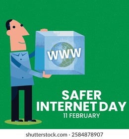 Safer Internet Day, February 11, Safer Internet Day celebrated every year on 6th February. Vector design, flyer, poster and social medial template. and background design. Vector illustration.