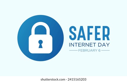 Safer Internet Day, February 6. Online and cyber security awareness vector template for banner, card, poster and background design. Vector illustration.