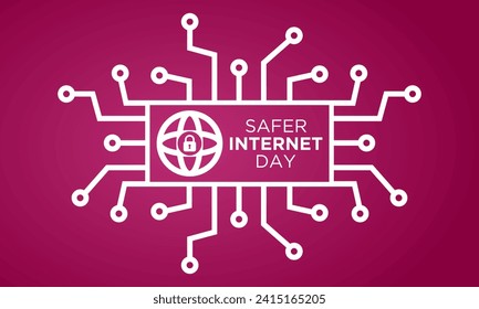Safer Internet Day, February 6. Online and cyber security awareness vector template for banner, card, poster and background design. Vector illustration.