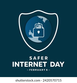 Safer Internet Day. With vector illustration earth, Shield and padlock. Banners, cards, posters, social media and more.