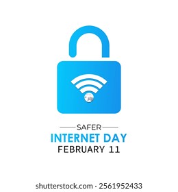 Safer Internet Day Vector illustration Banner background design template. cyber security awareness with Padlock design. vector. Eps 10.