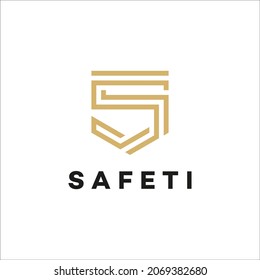 Safeti Logo design. Letter S and Shield. A daily health check is a safe workplace.