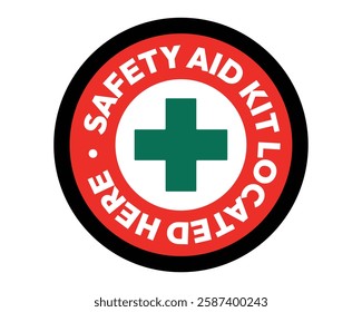 Safety Aid Kit Sign with Red Cross High Quality Vectorial File