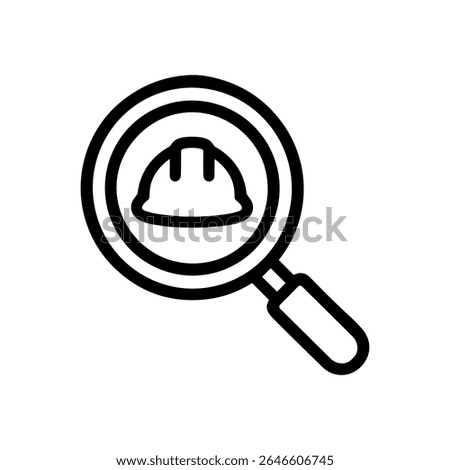 Safety Analysis Hardhat Under Scrutiny. Icon Symbol Illustration