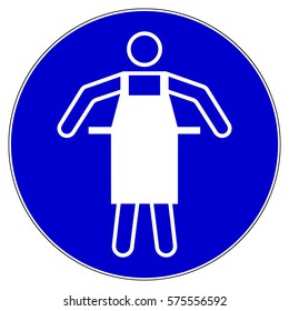 Safety apron must be worn. Use protective apron, mandatory sign, vector illustration.