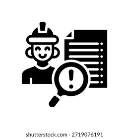 Ilustração do vetor de glifo do ícone de auditoria de segurança