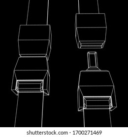Safety auto seat belt inserted and open. Wireframe low poly mesh vector illustration.