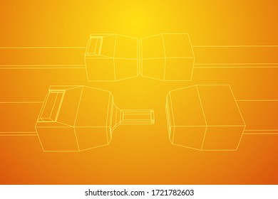 Safety auto seat belt inserted and open. Wireframe low poly mesh vector illustration.