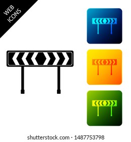 Safety barricade symbol icon isolated on white background. Traffic sign road. Road block sign. Set icons colorful square buttons. Vector Illustration