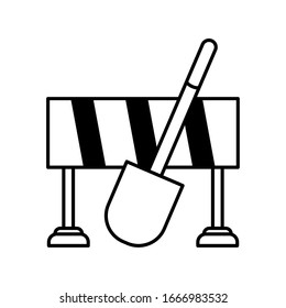 safety barrier with shovel on white background vector illustration design