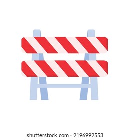 Safety barriers, road repair lines, construction warning signs
