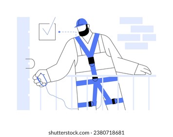 Safety belt abstract concept vector illustration. Builder uses seat belts at work, personal protective equipment, accident prevention, builder daily routine, safety harness abstract metaphor.