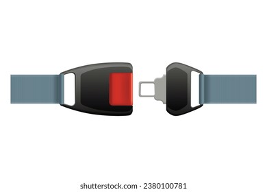 Safety belt. Fasten your seatbelt, warning banner. Safe driving rule vector concept. Vehicle driving or airplane belt with lock for save your life in road accident decent