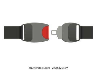 Safety belt. Fasten your seatbelt, warning banner. Safe driving rule vector concept. Vehicle driving or airplane belt with lock for save your life in road accident decent