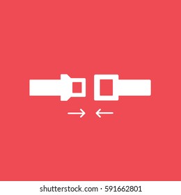 Safety Belt Flat Icon On Red Background