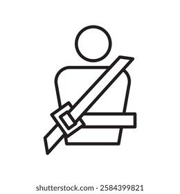 Safety belt icon black and white vector outline sign