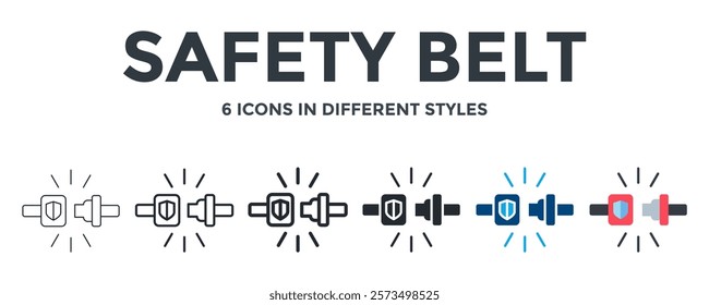 Safety Belt Icon In Different Style Vector Illustration. Designed In Thin Line, Regular Line, Bold Line, Glyph, Color Fill, And Flat Style Can Be Used For Web