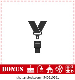 Safety belt icon flat. Simple vector symbol and bonus icon