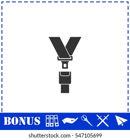 Safety belt icon flat. Simple vector symbol and bonus icon