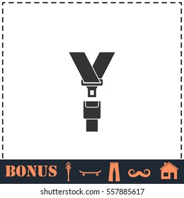 Safety belt icon flat. Simple vector symbol and bonus icon