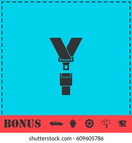 Safety belt icon flat. Simple vector symbol and bonus icon