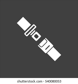 Safety belt icon flat. Vector white illustration isolated on black background. Flat symbol
