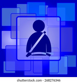 Safety belt icon. Internet button on abstract background. 