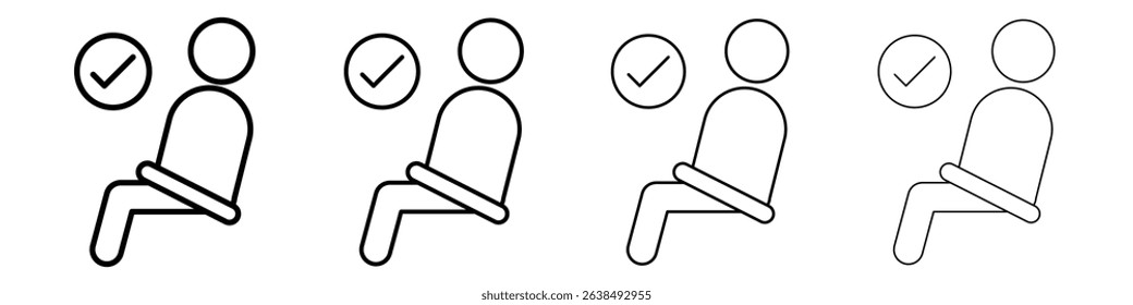 Safety belt icon Outline sign symbol set