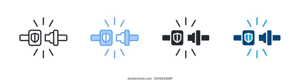Safety Belt Icon Set Multiple Style. Design In Outline, Blue, Glyph, Dual Tone