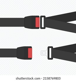 Safety Belt isolated on background. Seat belt for protection isolated on white background. The safety equipment for car or plane. Vector illustration in flat style. EPS 10.