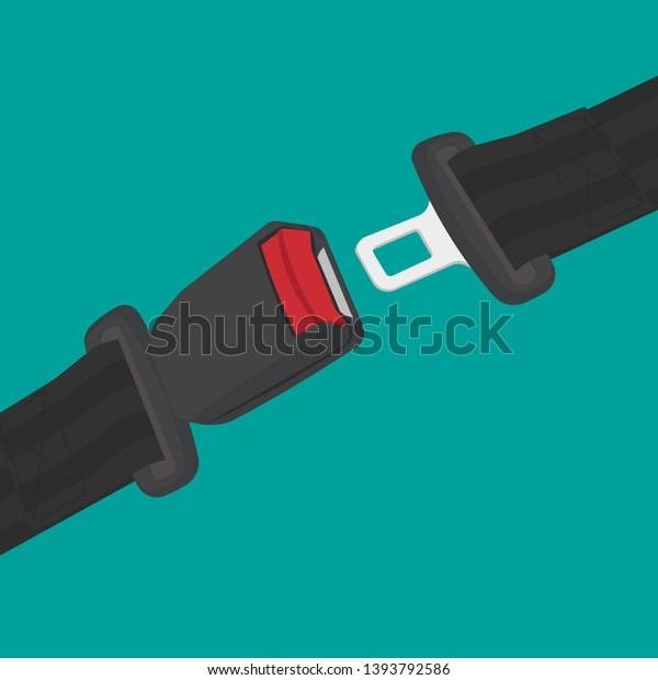 Safety Belt.\
Seat belt for protection. The safety equipment for car or plane.\
Vector illustration in flat\
style.