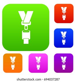 Safety belt set icon in different colors isolated vector illustration. Premium collection