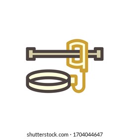 Safety belt vector icon. That uniform or tool with rope or cable is personal protective equipment (PPE) for wear to work at height building to protect, safe or prevent builder person fall, injury.