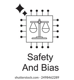 Safety and Bias icon, Ensuring Safety and Reducing Bias in AI Systems, Addressing Bias and Enhancing Safety in Technology, Promoting Ethical Standards Safety and Bias in AI icon