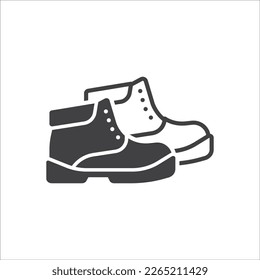 Icono de signo de protección de arranque de seguridad. Icono de zapatos de seguridad. Símbolo de zapatos de trabajador de seguridad. icono de protección de pies. Ilustración del vector