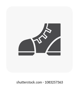 Safety boot or shoe vector icon design. That footwear is personal protective equipment (PPE) for wear to work in construction site to protection, safe or prevent foot of builder or worker injury.
