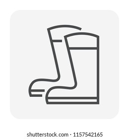 Safety boot or safety shoe vector icon. That footwear is personal protective equipment(PPE) for wear in construction work to protection, safe or prevent foot of builder or worker injury. 64x64 pixel.