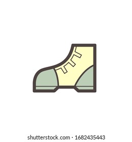 Safety boot or safety shoe vector icon. That footwear is personal protective equipment (PPE) for wear to work in construction site to protection, safe or prevent foot of builder or worker injury.