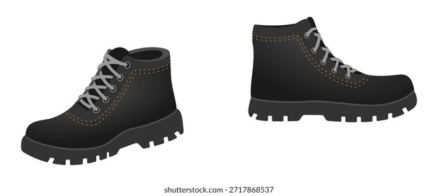 Bota de seguridad para el trabajador, Ilustración vectorial aislada sobre fondo blanco.	