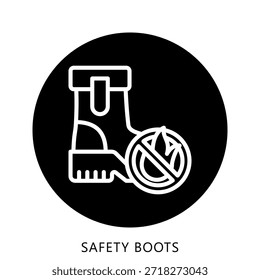 Ilustración Mini Del Botón Del Icono De Las Botas De La Seguridad, Uso Para El Concepto Moderno, Impresión, Ui, Kit De La Ux, Web Y Desarrollo Del App. Vector Relacionado Con Bomberos, Rescate Y Más