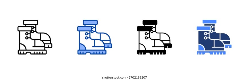 Conjunto de iconos de botas de seguridad colección de estilo múltiple
