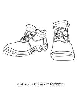 Safety boots. Personal protective equipment. Vector doodle illustration.