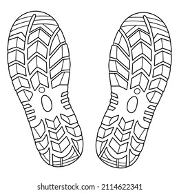 Safety boots. Personal protective equipment. Bottom and above view. Vector doodle illustration.
